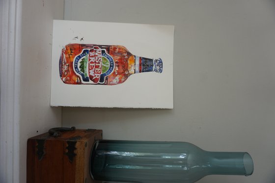 Kent Master Brew Beer Ale Shepherd Neame Bottle Watercolour Painting Illustration