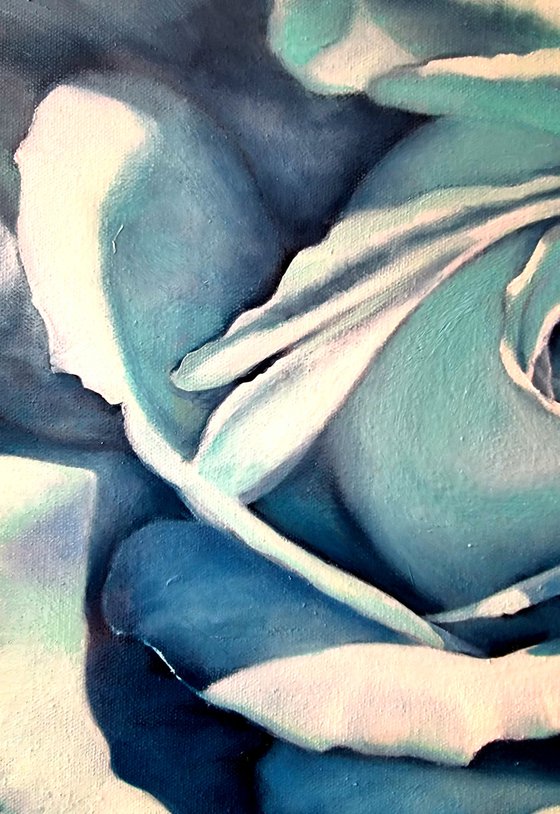 "Night rose.  "  rose flower  liGHt original painting  GIFT (2022)