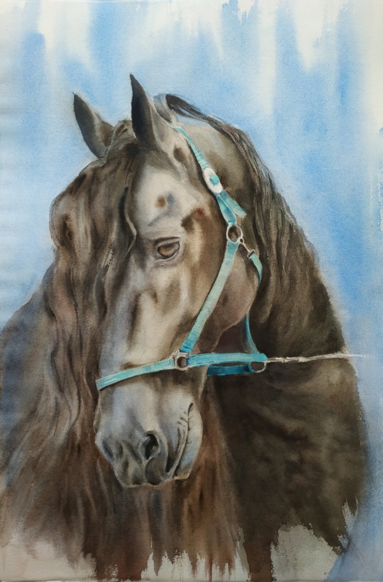 Gentleness, horse paintng, pet lovers, gift idea, gift art by Mary Grinkevich