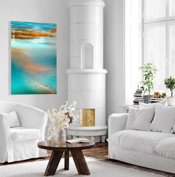 Aquamarine Gold - Large Abstract Vertical