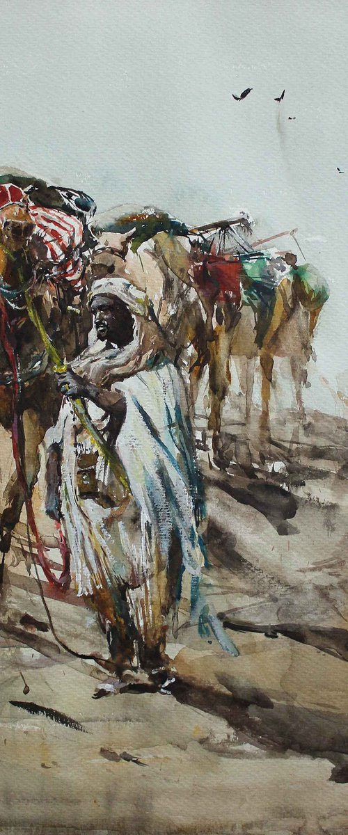 Caravan in Ancient Sahara by Maximo Damico