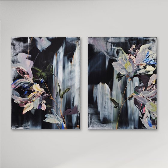 Cascading Velvet Diptych