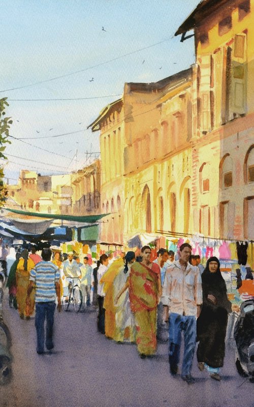 Evening bazaar by Ramesh Jhawar