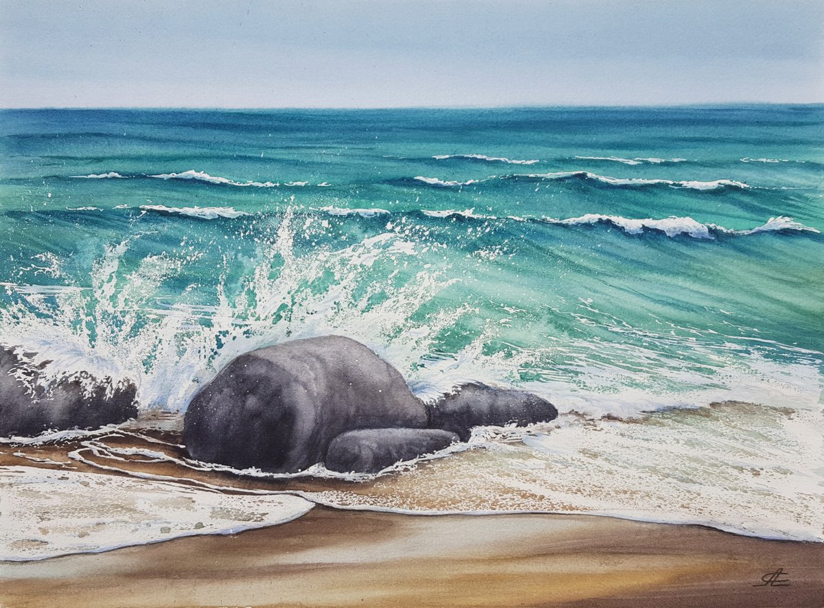 Seascape and splashing waves by Svetlana Lileeva