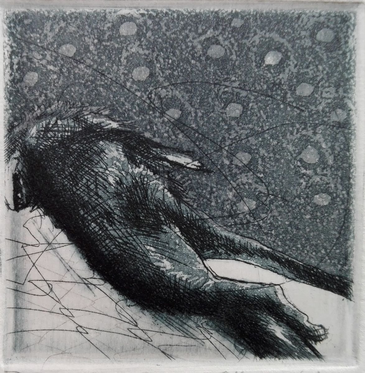 Surrealistic Portrait Etchings & Engravings By Kristina Vatova, 6 X 6", "Dreamcatching - It