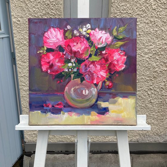 Pink Peony — Original Oil Painting