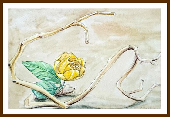 Ikebana. Watercolor painting on paper.