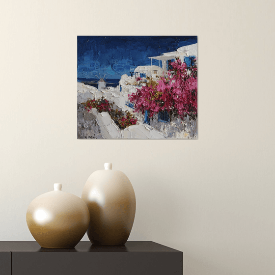 Bougainvillea in Santorini, Greece