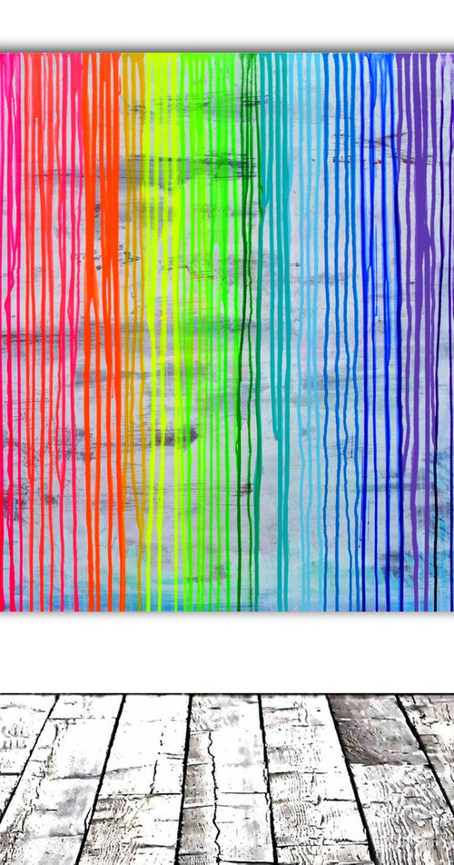 120x100x4 cm Melted Rainbow - XXL Large Modern Abstract Big Painting,  Large Painting - Ready to Hang, Hotel and Restaurant Wall Decoration by Soos Tiberiu