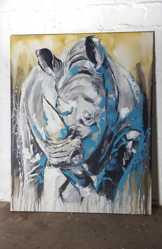 Rhino – Close up Large Painting 80x100 cm