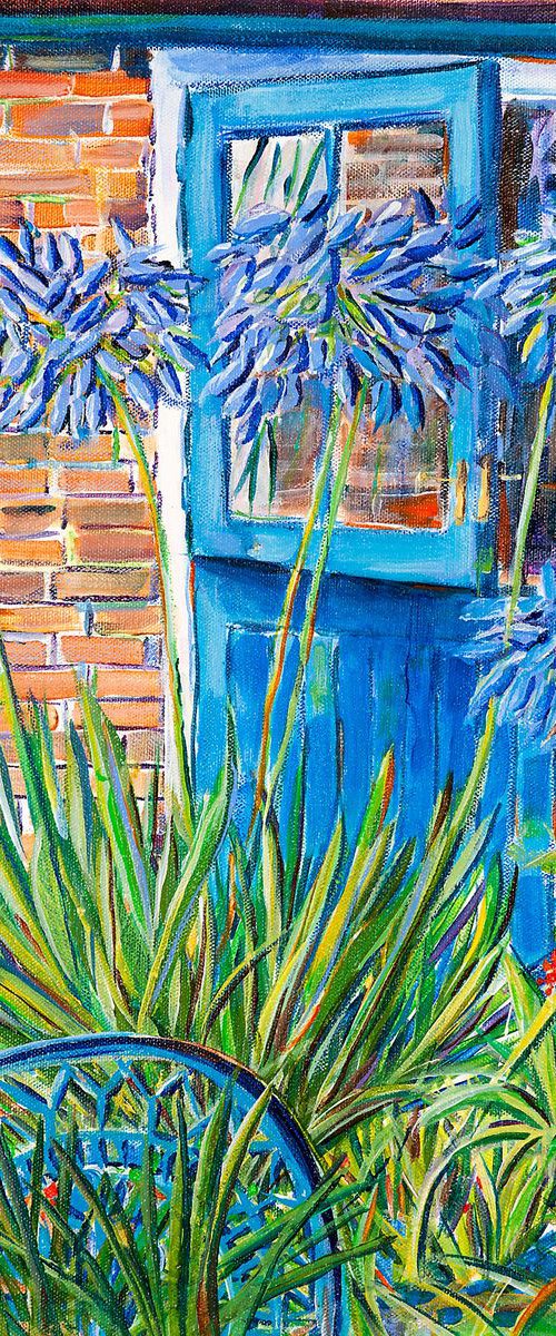 AGAPANTHUS BY THE BLUE DOOR by Diana Aungier-Rose