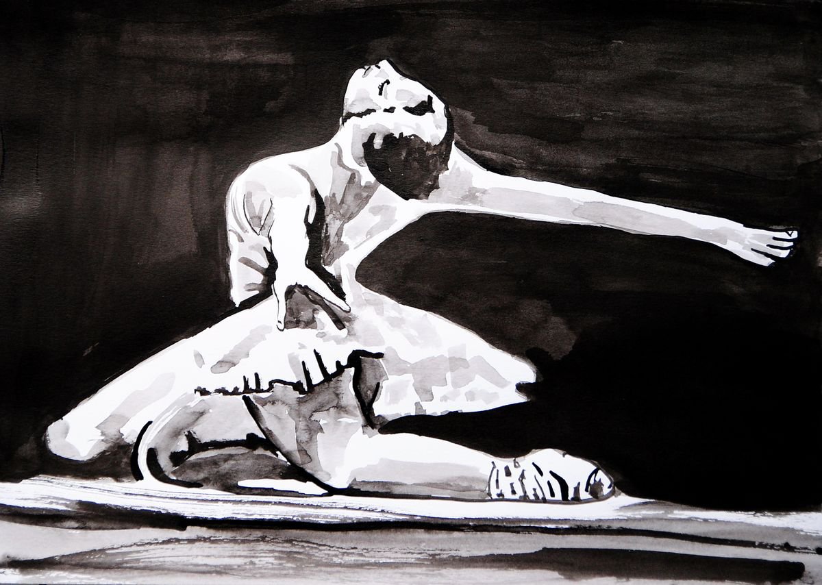 Expressive Portrait Ink Drawing By Alexandra Djokic, 17 X 12, Ballerina, Original Artwork