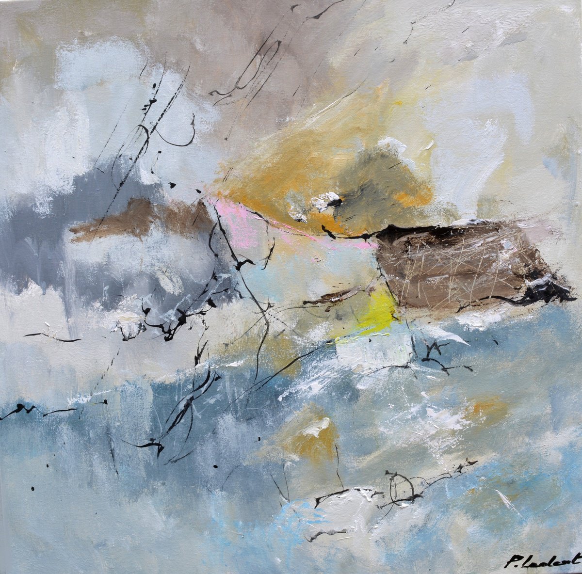 Abstract Oil Painting By Pol Henry Ledent, 24 X 24", Timelessness, Original Artwork