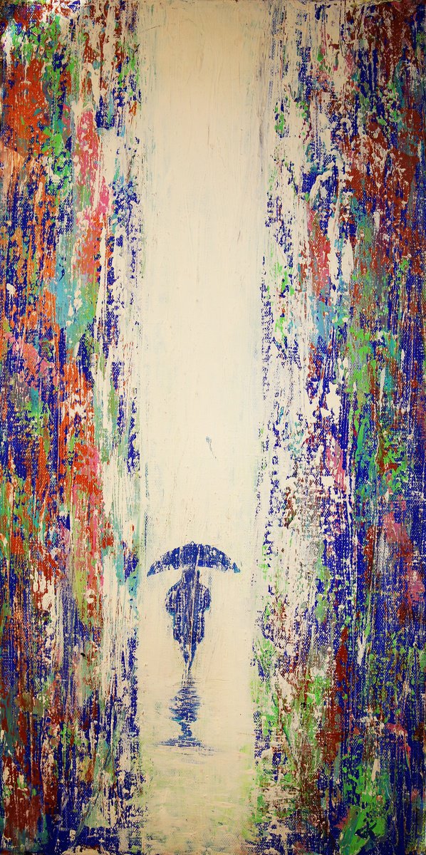 Impressionistic Portrait Acrylic Painting By Denys Kuvaiev, 12 X 24, Rain Man, Original Artwork