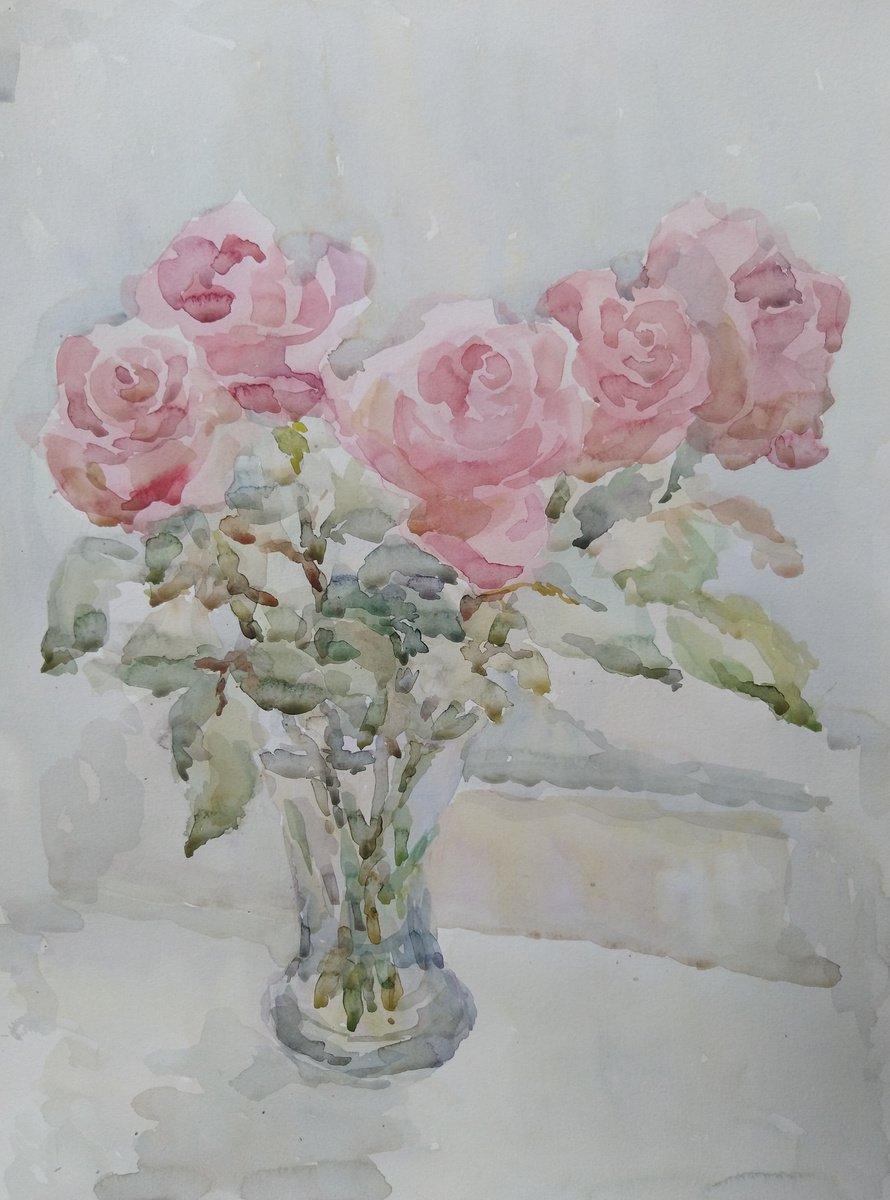 Impressionistic Watercolour , Roses. By Elena Klyan, 14 X 19, Artwork For Sale On Artfinder