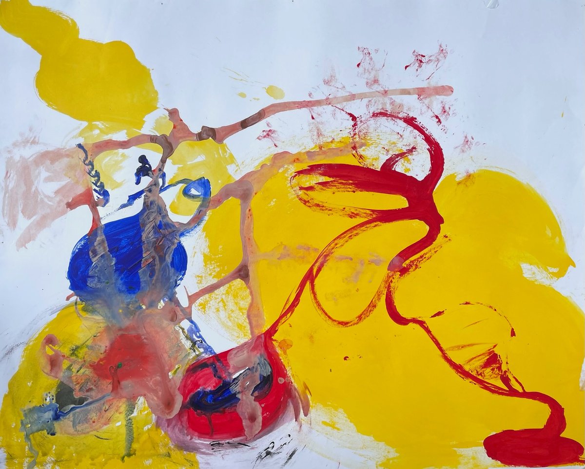 Organic Abstract Acrylic Painting By Christel Haag, 37 X 28, Totem, Original Artwork