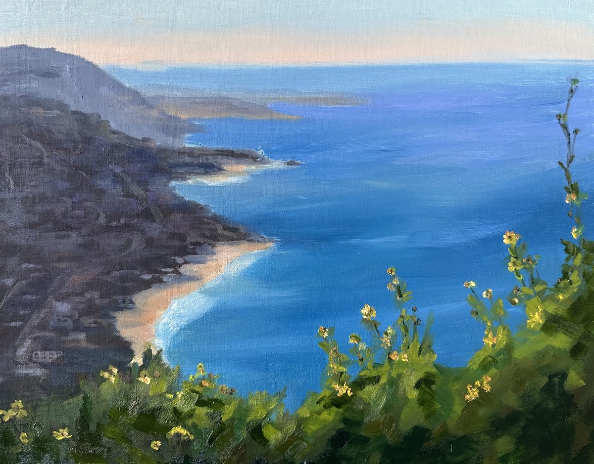 Impressionistic Landscape Oil Painting By Grace Diehl, 14 X 11, A View Through The Daisies, Original Artwork