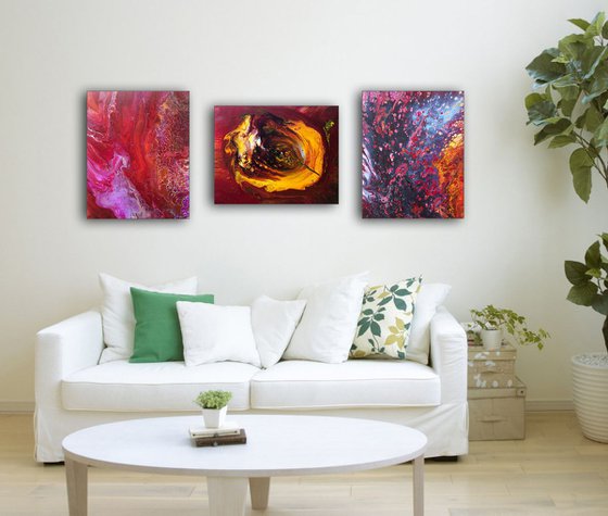 "Birth Of Consciousness Series" - FREE USA SHIPPING - Original Triptych, Abstract PMS Acrylic Paintings Series - 52" x 20"