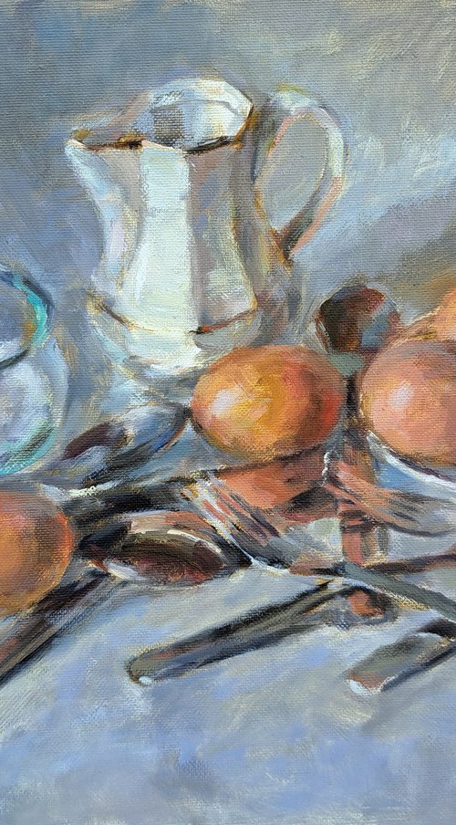 Eggs and Cutlery by Liudmyla Chemodanova