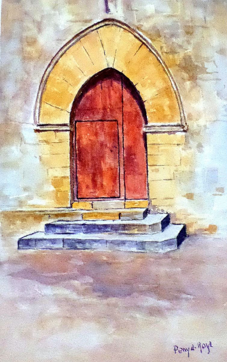 Door of the church by Penya-Roja