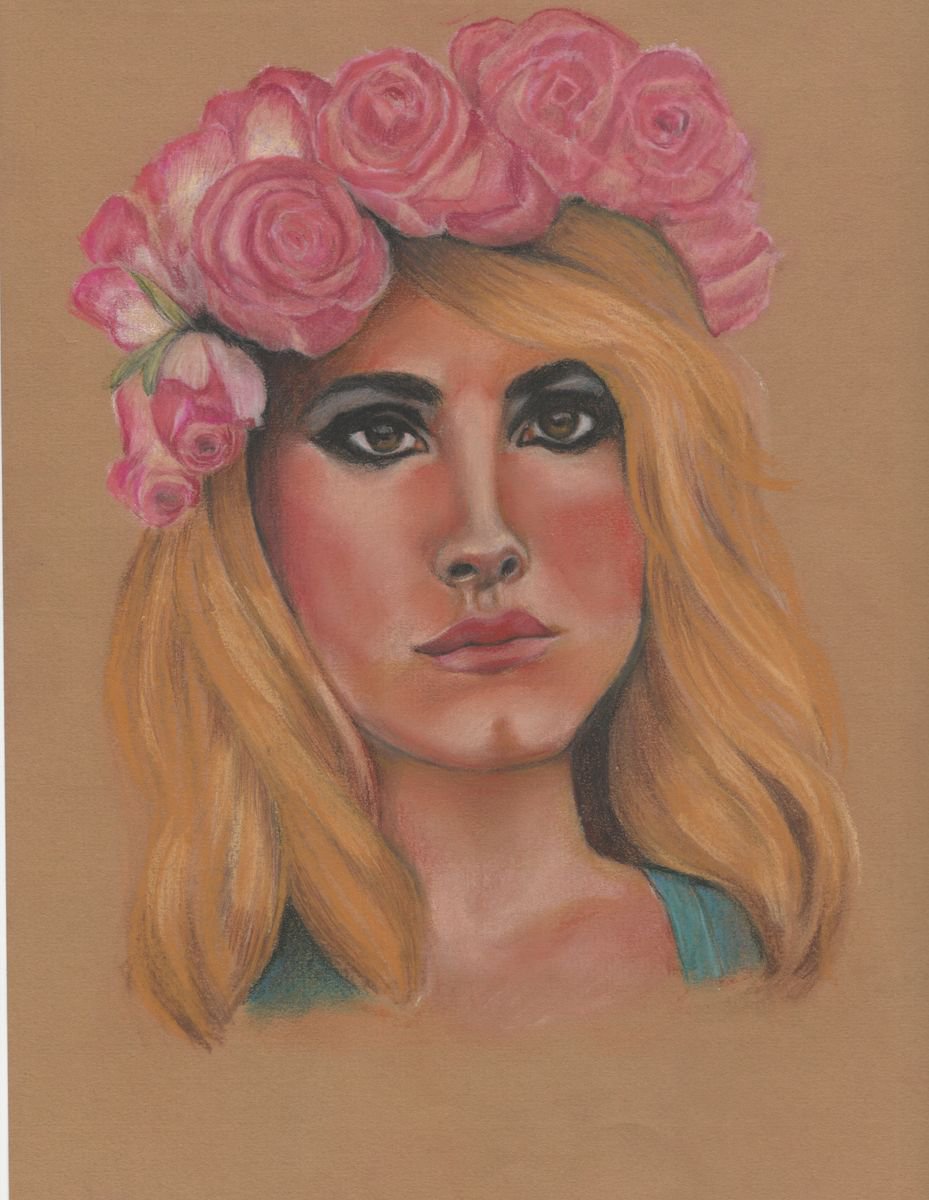 Lana Del Rey Pastel Portrait on Paper by Charlotte Williams