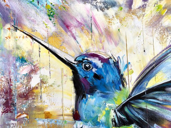 ENERGY OF LIFE -  Hummingbird. Exotic bird. Fabulous bird. Abstract bird. Bird paradise. Colorful. Multi-colored. Positive. Rainbow.