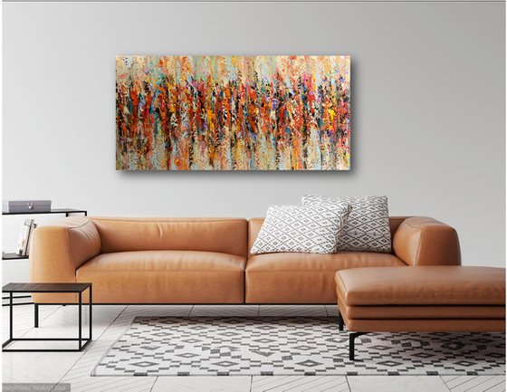 Colorful Autumn - Abstract Landscape Painting, Palette Knife Art