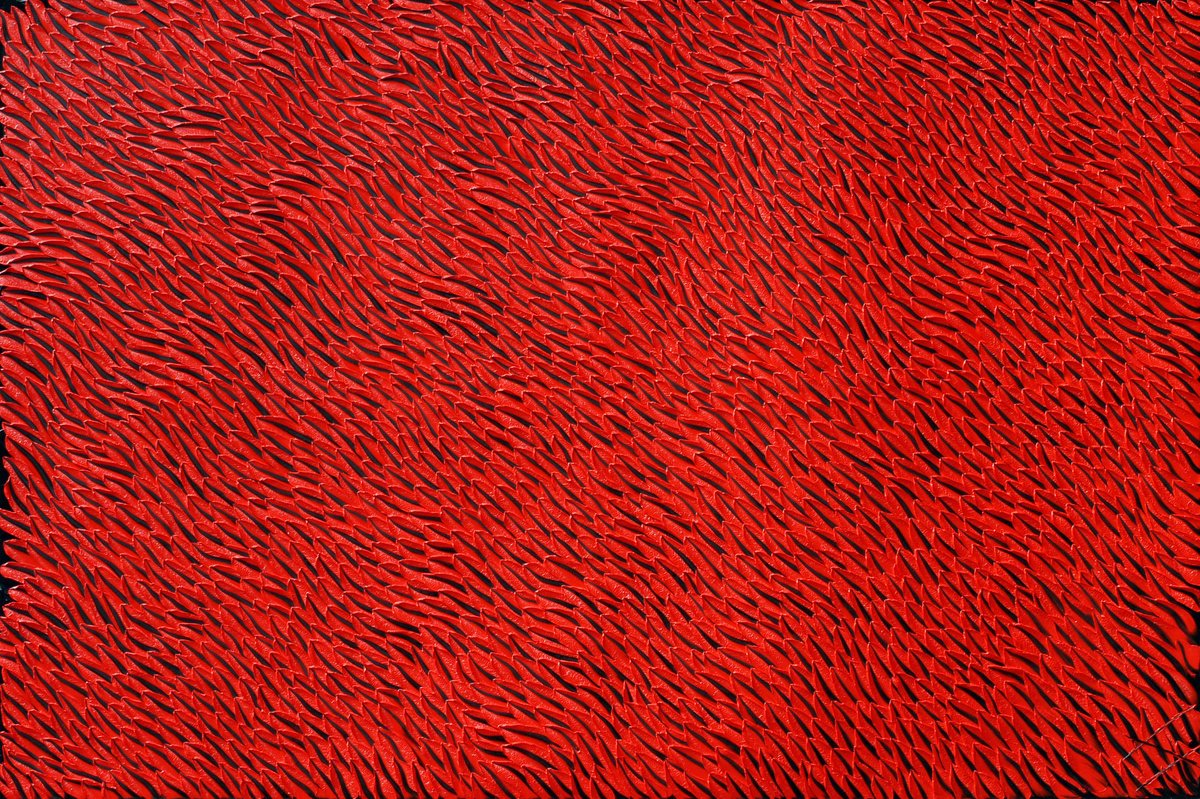 Organic Abstract Oil Painting By Bill Stone, 72 X 48, Red Dragon, Original Artwork