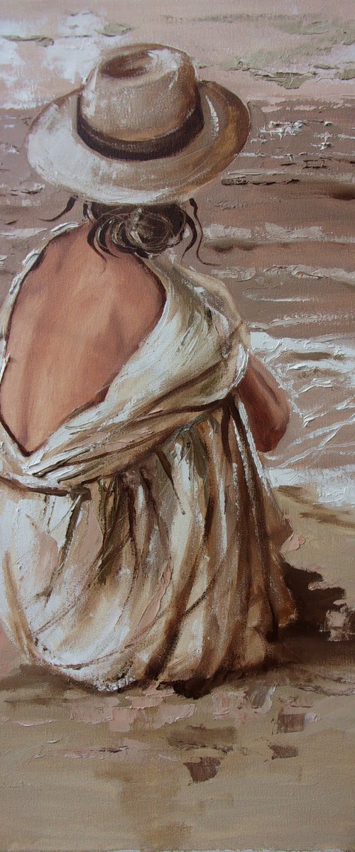 " SILENCE  ... " SEA original painting palette knife GIFT MODERN URBAN ART OFFICE ART DECOR HOME DECOR GIFT IDEA by Monika Luniak