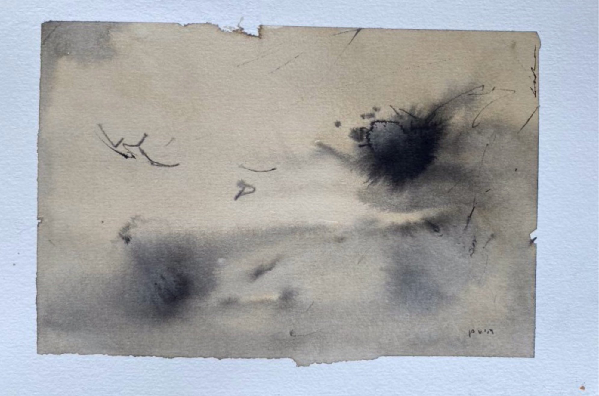 Expressive Abstract Ink Drawing By Grey Aiden, 6 X 8, Nothingness I, Original Artwork