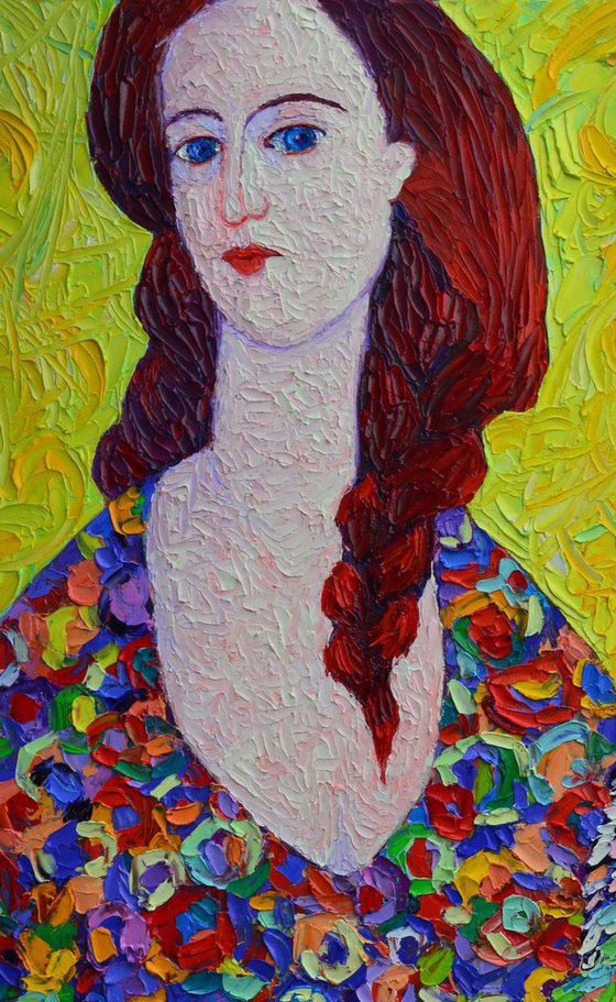 ALTER EGO KEEPER  80x60 cm abstract portrait modern impressionist palette knife oil painting on stretched canvas