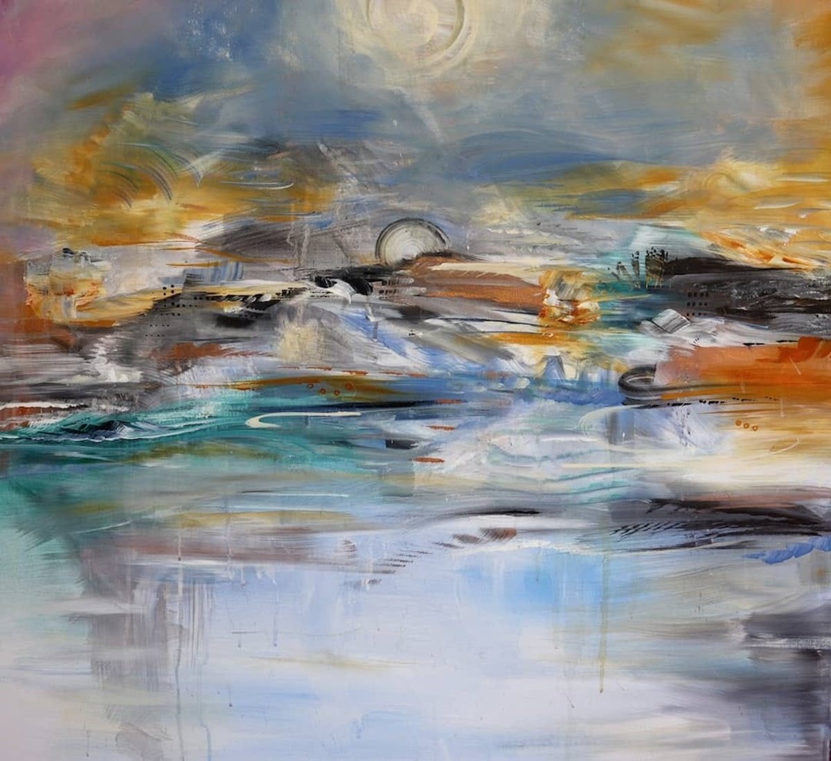 Impressionistic Abstract Acrylic Painting By Samah Kthar, 36 X 36", Returning To Eden, Original Artwork