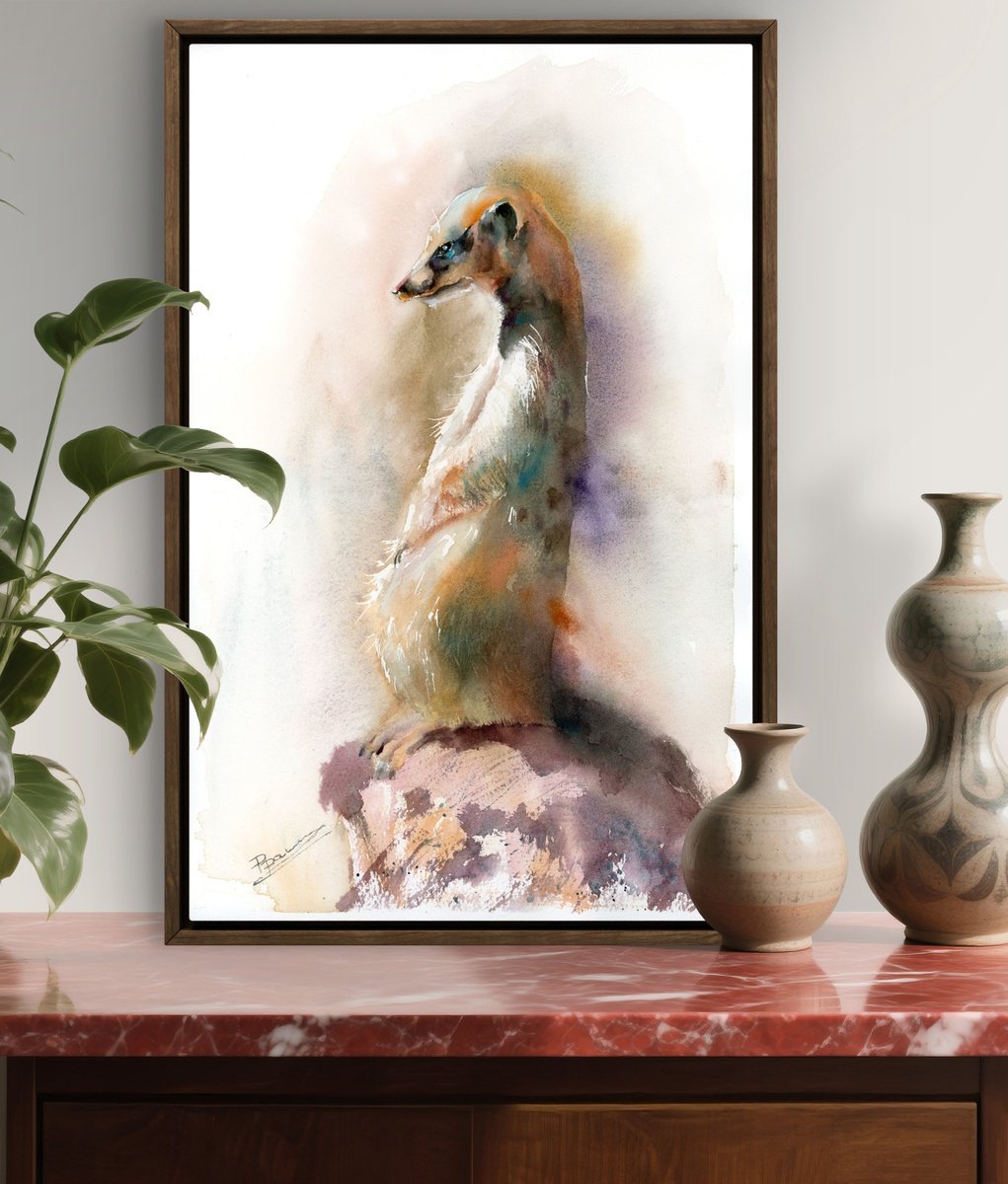 Impressionistic Animal Watercolour By Olga Tchefranov (Shefranov), 10 X 16", Guardian, Original Artwork