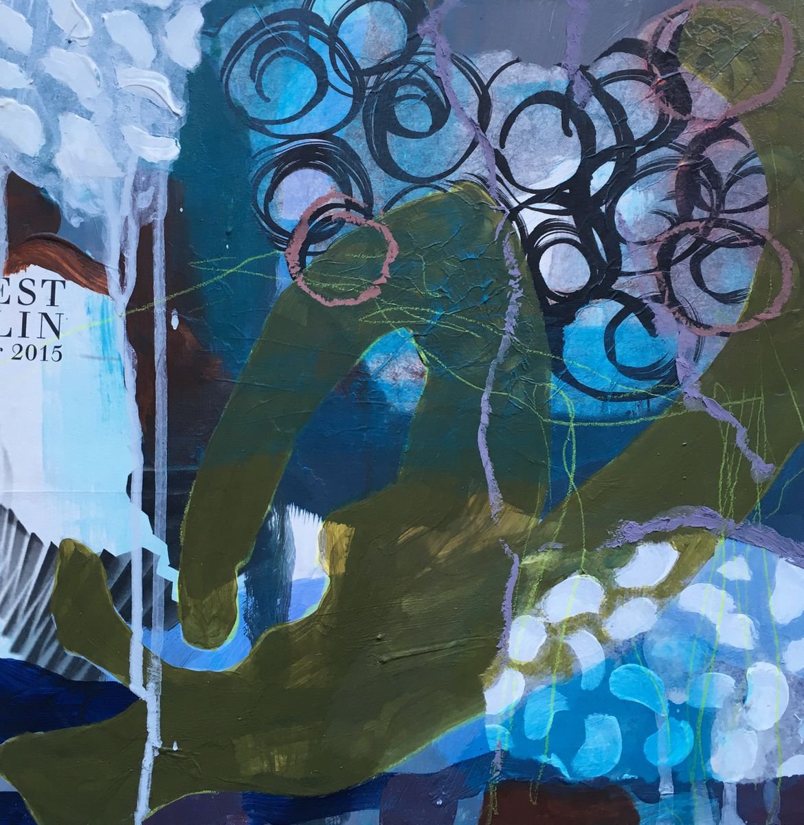 Organic Abstract Painting By Marita Tobner, 12 X 12", Zitronenbaum, Original Artwork