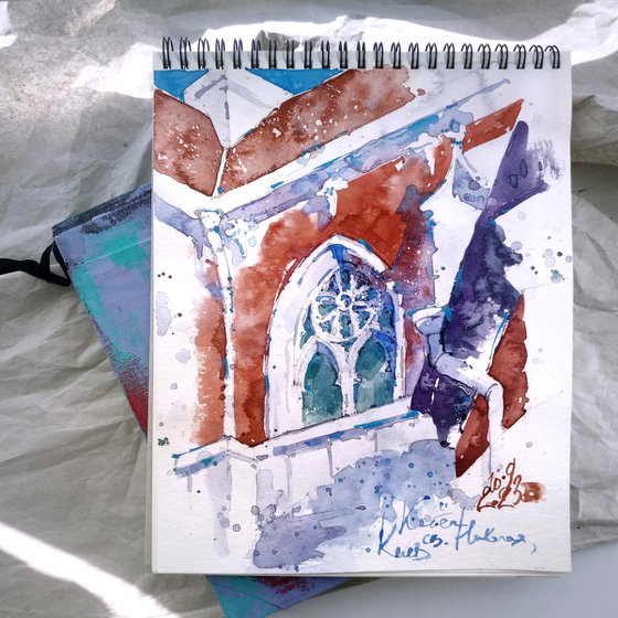 "Church of St. Nicholas, Kyiv" - original watercolor architectural sketch