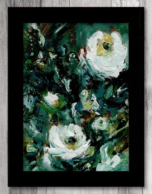 Tranquility Blooms 43 - Framed Highly Textured Floral Painting by Kathy Morton Stanion by Kathy Morton Stanion