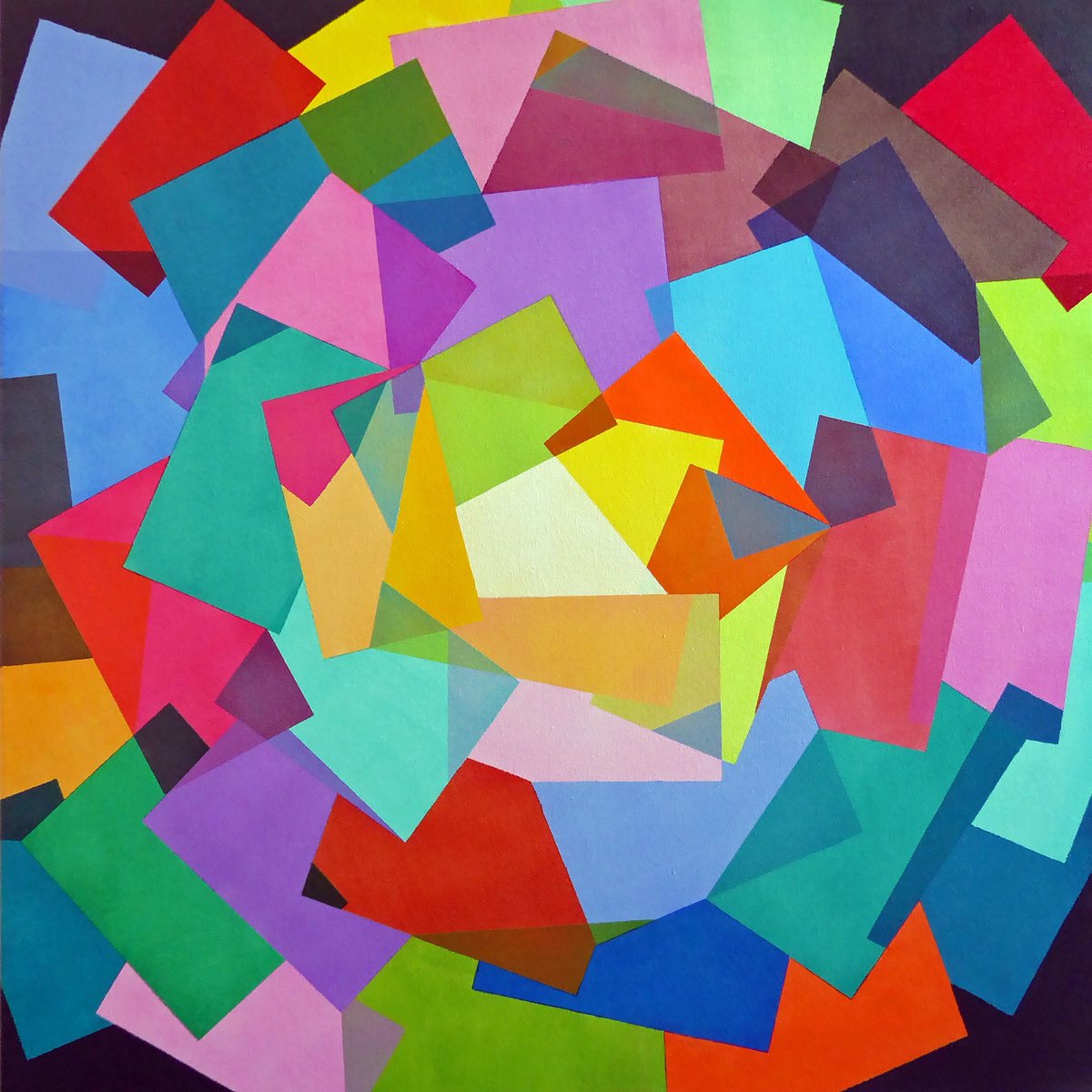 Geometric Abstract Acrylic Painting By Stephen Conroy, 31 X 31", Celebration Of The Rectangle, Original Artwork