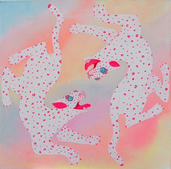 Loving leopards Painting by Anastasia Balabina