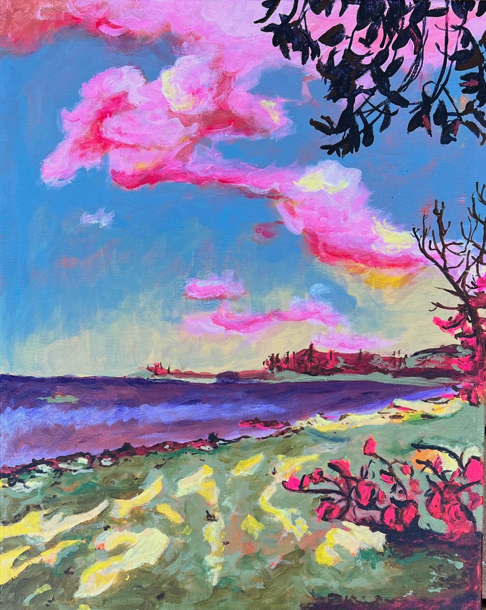 Landscape Acrylic Painting By Heather Kostal, 16 X 20, Roatan, Original Artwork