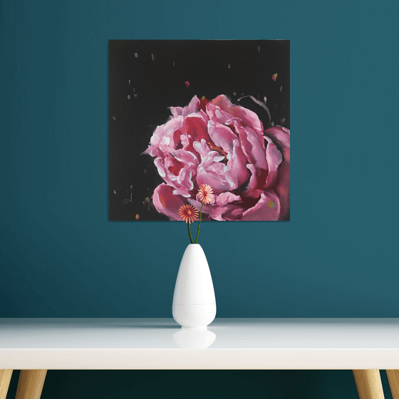 Red peony abstract painting