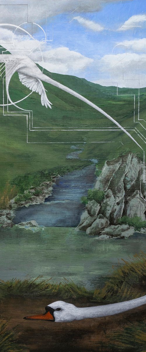 Leda and the Swan I (Zeus Descends) by Rebecca J. White