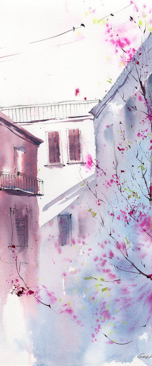 Pink motifs Spring in Italy by Eugenia Gorbacheva