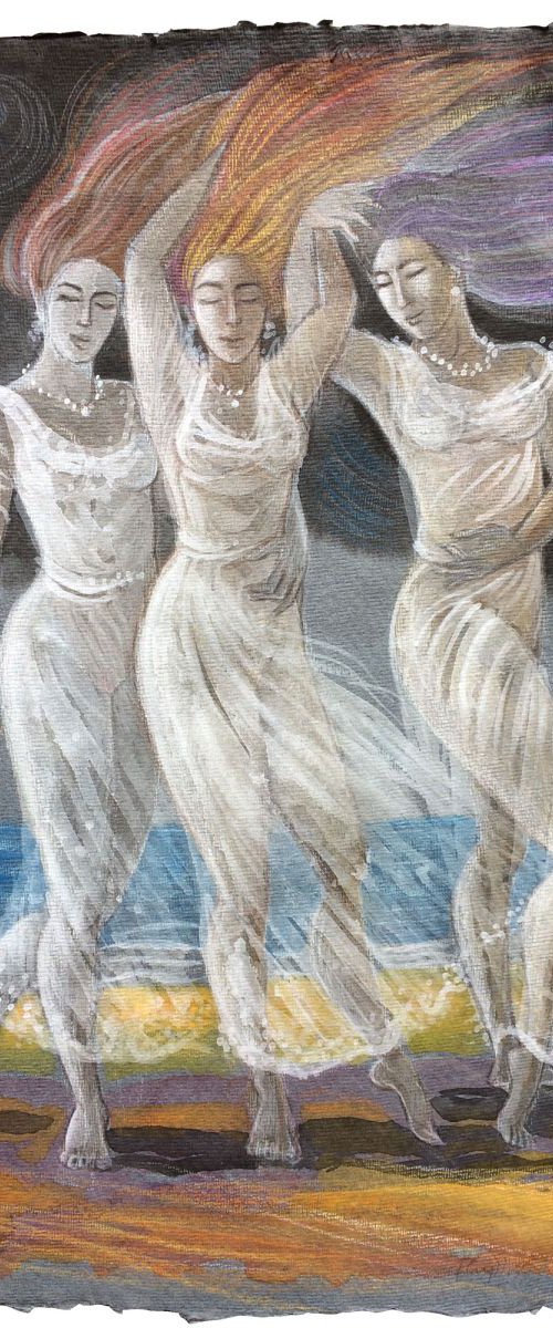 The Three Graces at the beach by Phyllis Mahon