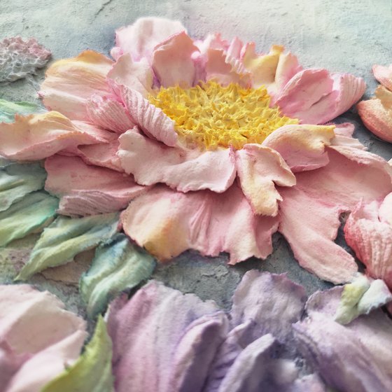 Peony bouquet sculpture painting