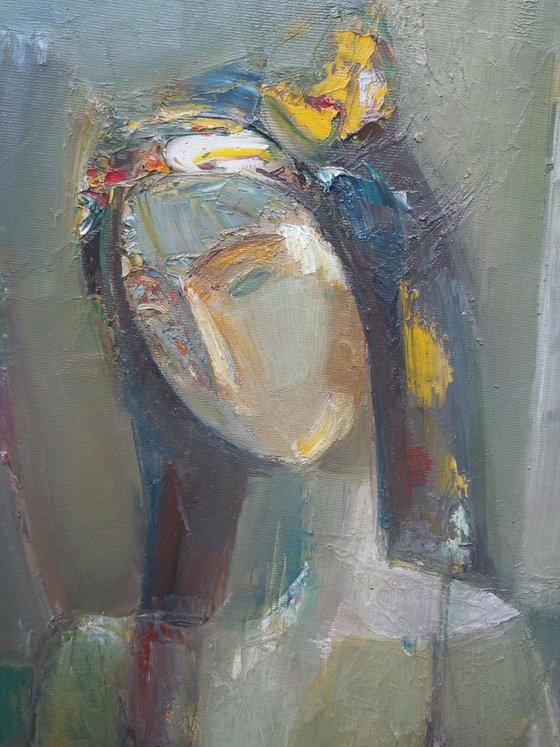 Girl portrait(50x60cm, oil painting, ready to hang)