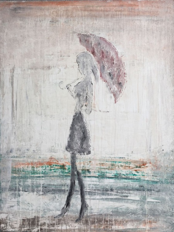Abstract Girl In The Rain No 2 By Roger Konig Artfinder