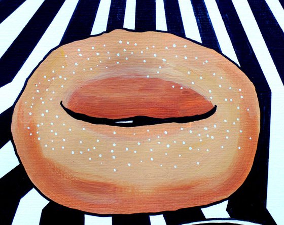 Donut And Coffee Twin Peaks Style - Pop Art Painting On Unframed A4 Paper