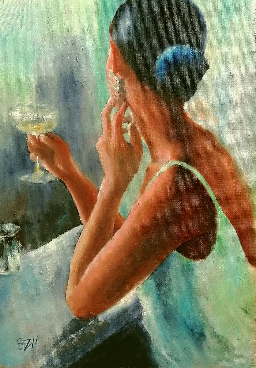 Impressionistic Portrait Oil Painting By Susana Z. Harris, 7 X 10", Summer Evening, Original Artwork