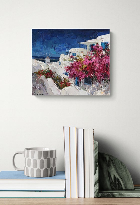 Bougainvillea in Santorini, Greece