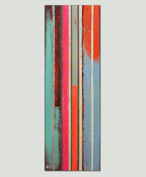 Modern Abstract Painting - Slim Pop Art Lines - 150x50cm - Ronald Hunter - 1A